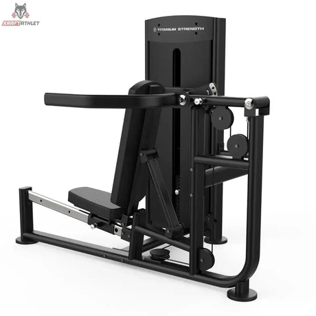 Titanium Strength Black Series Multipress 3 Funktionen: Schrägansicht von vorne mit Presshebeln und Fußplatte, in Schwarz