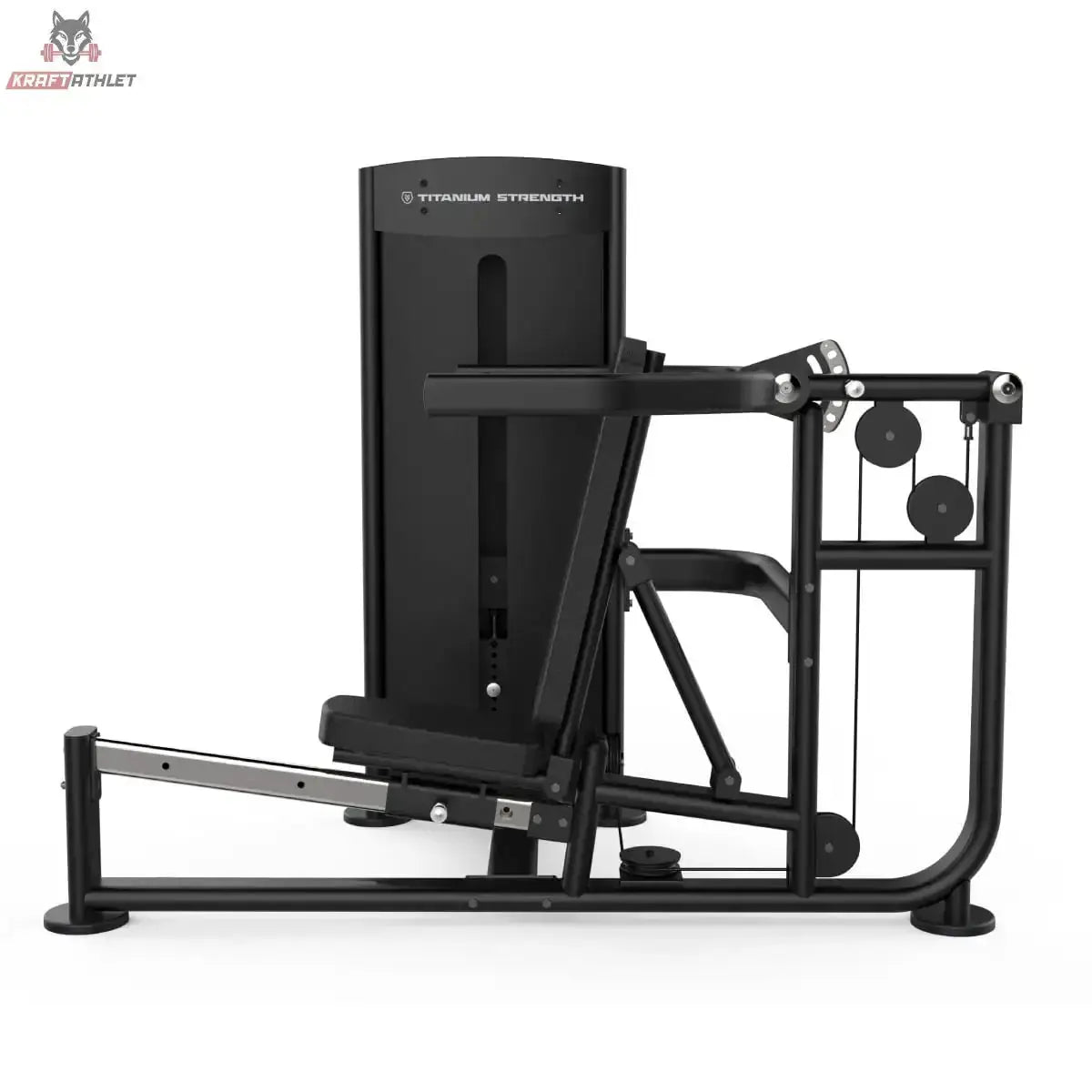 Titanium Strength Black Series Multipress 3 Funktionen: Seitenansicht mit Seilzugführung und Umlenkrollen, in Schwarz