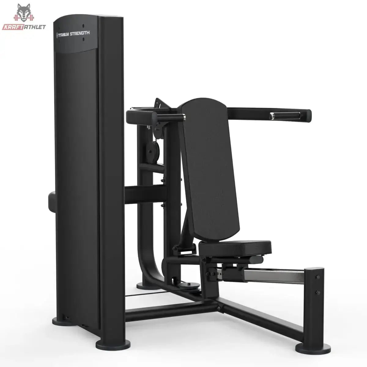 Titanium Strength Black Series Multipress 3 Funktionen: Seitenansicht mit Gewichtsturm im Vordergrund, in Schwarz