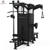 Titanium Strength Black Series Multistation 4 Stationen, Frontansicht mit Butterfly-Station und Beinpolster