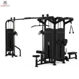 Titanium Strength Black Series Multistation 5 Stationen, Schrägansicht mit Latzug und Beinstation