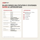 Technische Daten und Lieferumfang von Titanium Strength Black Series Multistation 5 Stationen als Tabelle