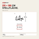 Maßbild Titanium Strength Black Series Negativ Geneigte Olympische Drückbank: Stellfläche 215 × 188 cm, Höhe 129 cm