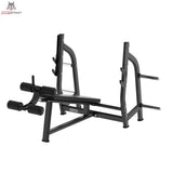 Titanium Strength Black Series Negativ Geneigte Olympische Drückbank: Schrägansicht von links mit geneigter Liegefläche