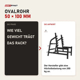 Frage und Antwort zu Titanium Strength Black Series Olympisches Kniebeugen-Rack: Wie viel Gewicht trägt das Rack?