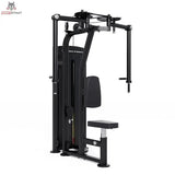 Titanium Strength Black Series Pec Deck – Schrägansicht mit Rückenlehne, Sitz und Schwenkarmen, schwarz