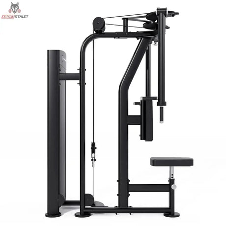 Titanium Strength Black Series Pec Deck – Seitenansicht mit Schwenkarmen und Sitz, schwarz