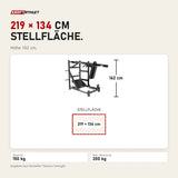 Maßbild Titanium Strength Black Series Pendulum Hack Squat: Stellfläche 219 × 134 cm, Höhe 162 cm