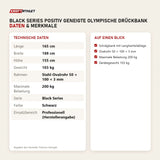 Technische Daten und Merkmale von Titanium Strength Black Series Positiv Geneigte Olympische Drückbank als Tabelle
