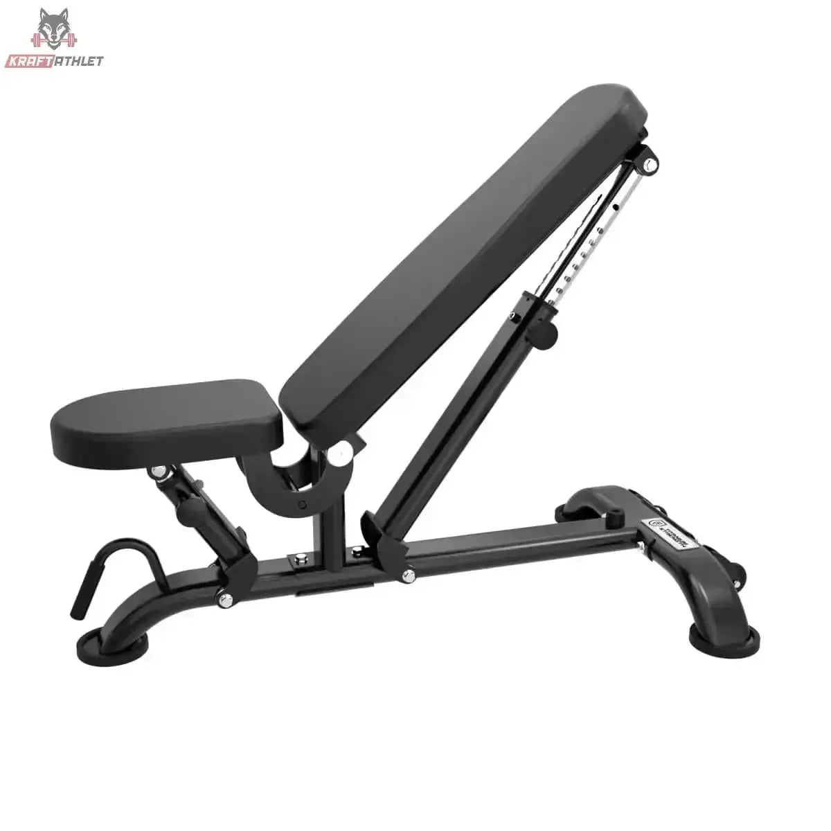 Titanium Strength Black Series Pro FID Multi-Positions Bank, Seitenansicht mit schräg gestellter Lehne