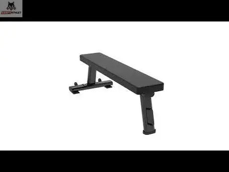Titanium Strength Black Series Professionelle Flachbank, kleine Seitenansicht vor weißem Hintergrund