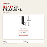 Maßbild Titanium Strength Black Series Ruderzugmaschine Low Row: Stellfläche 154 × 89 cm, Höhe 206 cm