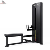 Titanium Strength Black Series Ruderzugmaschine Low Row – Schrägansicht von der anderen Seite mit Sitzbank und Fußstütze, schwarz