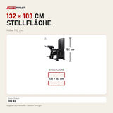 Maßbild Titanium Strength Black Series Rückenstrecker Hyperextension: Stellfläche 132 × 103 cm, Höhe 152 cm