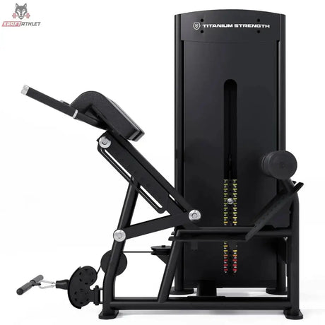 Titanium Strength Black Series Rückenstrecker Hyperextension – Seitliche Ansicht mit Rückenpolster und Fußstützen, schwarz