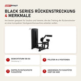 Titanium Strength Black Series Rückenstreckung mit 4 Merkmalen: Gewichtsturm 100 kg, Polster in 4 Positionen, Doppelte rutschfeste Fußstütze, Abgewinkelte Fußstütze hebt die Knie