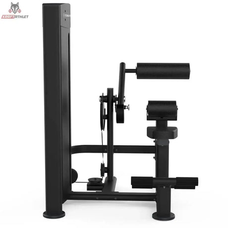 Titanium Strength Black Series Rückenstreckung: Seitenansicht mit Rückenrolle und Sitz, in Schwarz