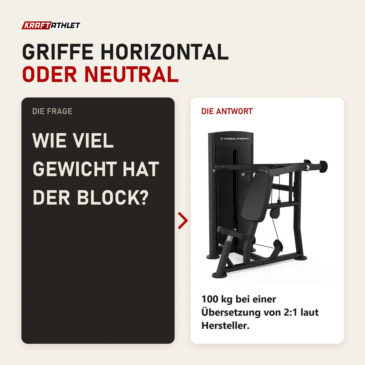 Frage und Antwort zu Titanium Strength Black Series Schulterpresse: Wie viel Gewicht hat der Block?