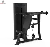 Titanium Strength Black Series Schulterpresse: Schrägansicht mit Rückenlehne und Druckgriffen, in Schwarz