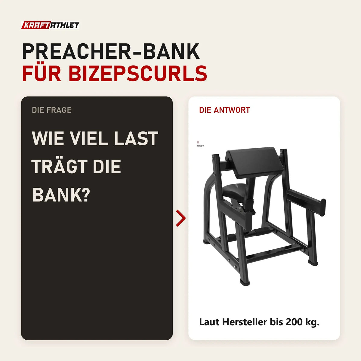 Frage und Antwort zu Titanium Strength Black Series Scott-Bank Preacher: Wie viel Last trägt die Bank?