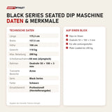 Technische Daten und Merkmale von Titanium Strength Black Series Seated Dip Maschine als Tabelle
