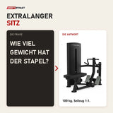 Frage und Antwort zu Titanium Strength Black Series Seated Row: Wie viel Gewicht hat der Stapel?