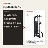 Frage und Antwort zu Titanium Strength Black Series Seilzugstation: In welchen Schritten stelle ich das Gewicht ein?