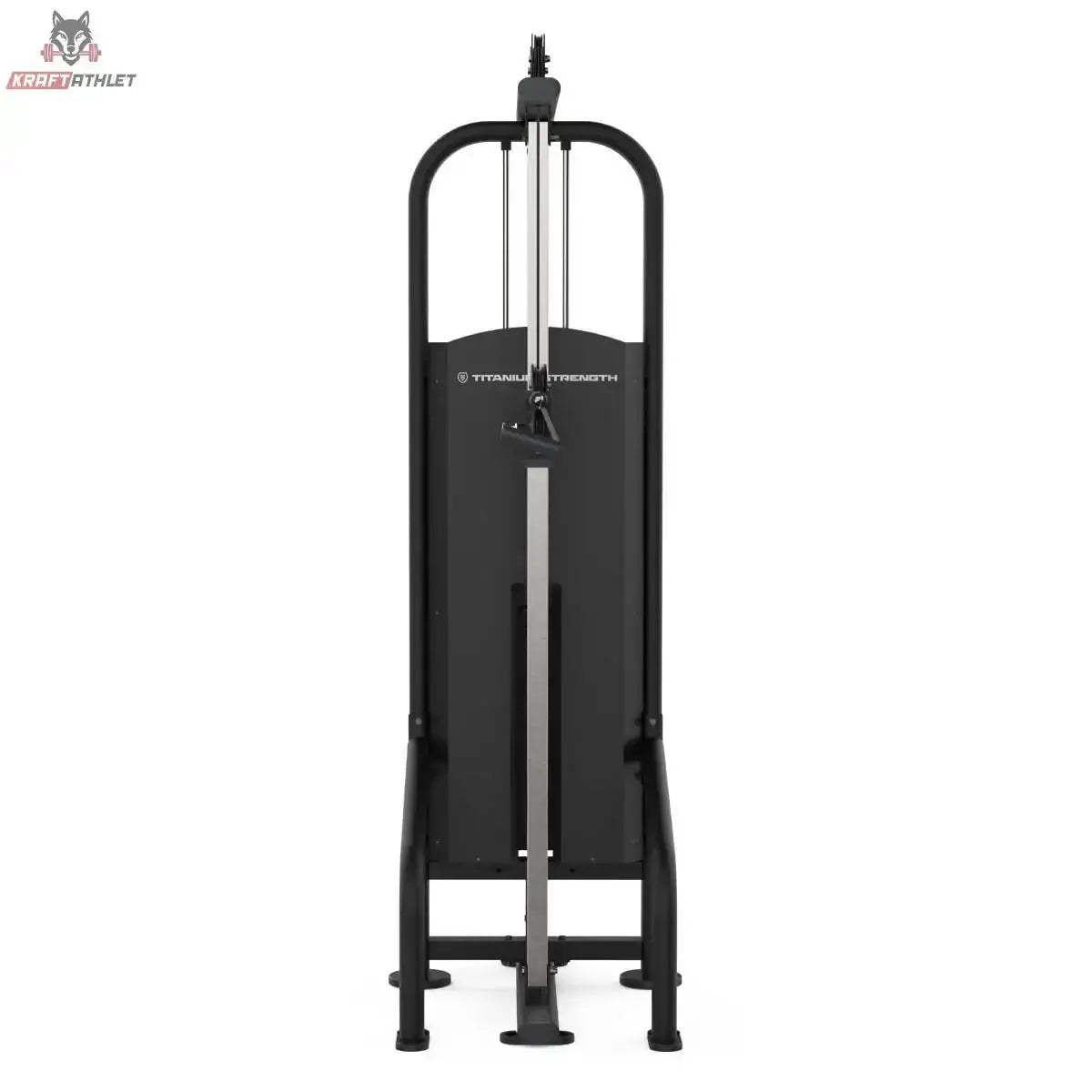 Titanium Strength Black Series Seilzugstation in Frontansicht mit Gewichtsblockverkleidung