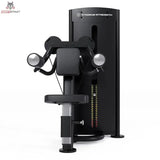 Titanium Strength Black Series Selectorisierte Seitenheben – Vorderansicht mit Sitz, Armpolstern und Gewichtsturm, schwarz