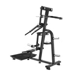 Titanium Strength Black Series Seitheben Schulter Maschine in Seitenansicht mit Bodenplatte und Griffen