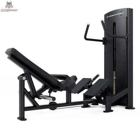 Titanium Strength Black Series Selectorisierte Hip Thrust – Schrägansicht von der anderen Seite mit Rückenpolster, schwarz