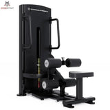 Titanium Strength Black Series Selectorisierte Ultimate Hip Thrust: Schrägansicht von rechts mit Sitzbank und Beinrollen