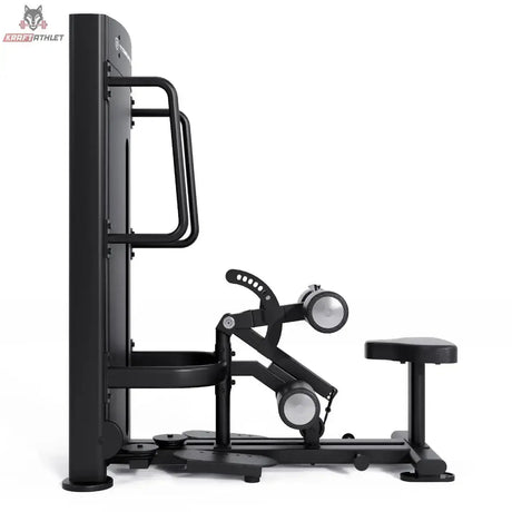 Titanium Strength Black Series Selectorisierte Ultimate Hip Thrust: Seitenansicht mit Sitzbank, Beckenrolle und Haltegriff