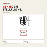 Maßbild Titanium Strength Black Series Selectorized Glute: Stellfläche 115 × 100 cm, Höhe 152 cm