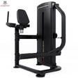 Titanium Strength Black Series Selectorized Glute: Schrägansicht von rechts mit Rückenpolster und Hebel