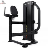 Titanium Strength Black Series Selectorized Glute: Schrägansicht von rechts mit Rückenpolster und Hebel
