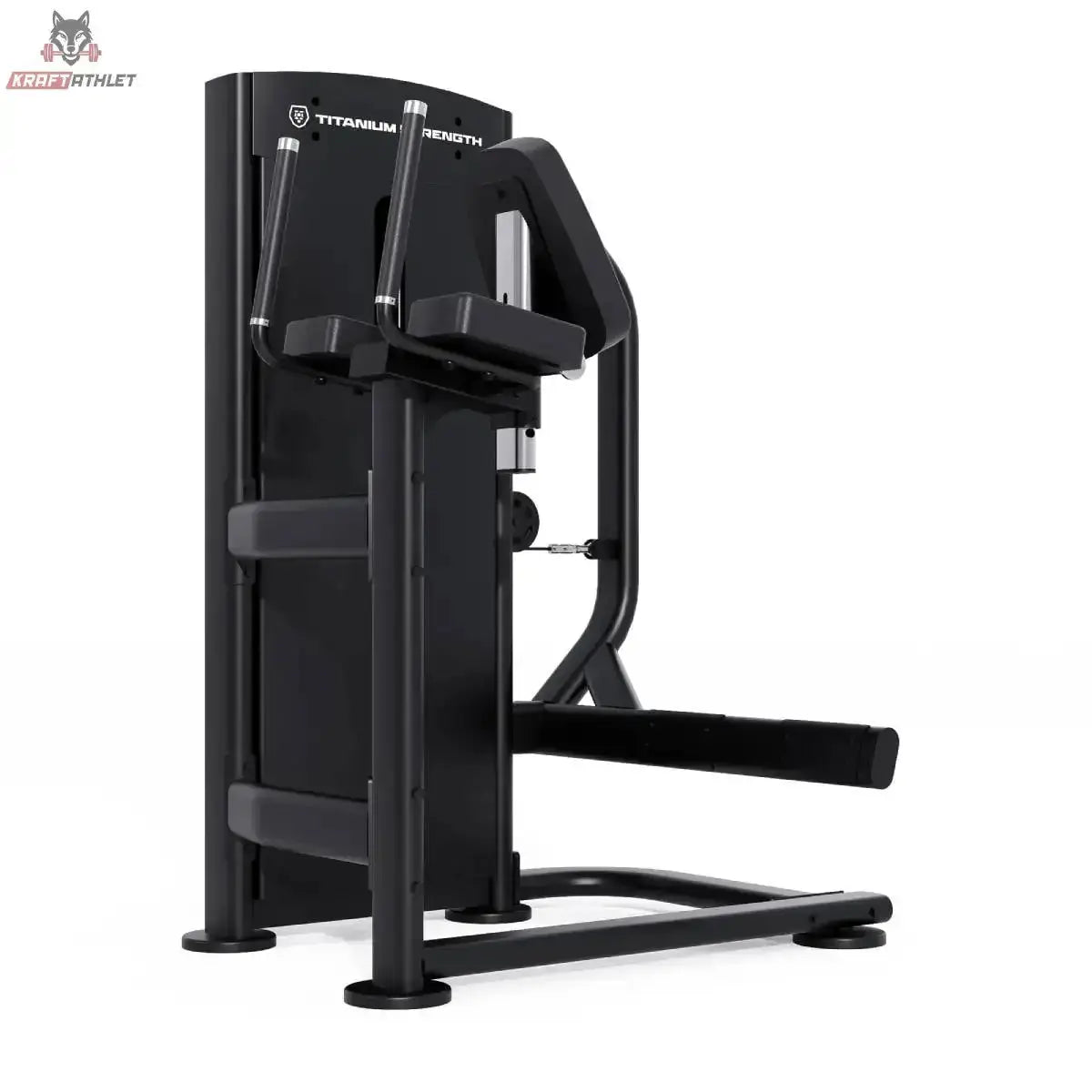 Titanium Strength Black Series Selectorized Glute: Seitenansicht mit Brustpolster und Beinhebel