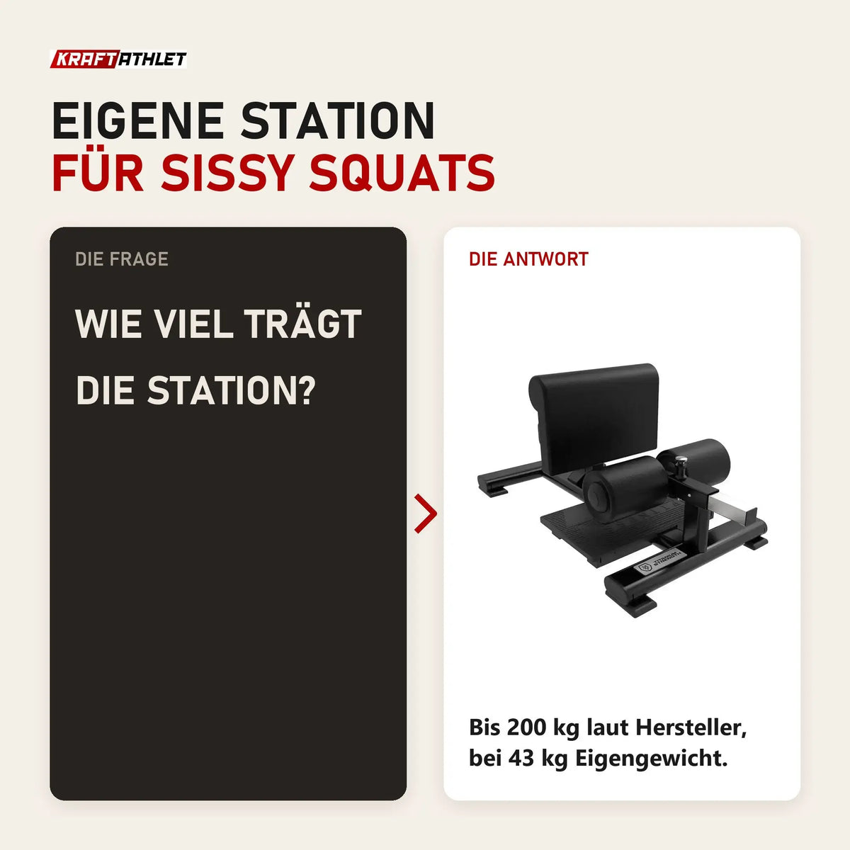 Frage und Antwort zu Titanium Strength Black Series Sissy Squat BS-SS: Wie viel trägt die Station?