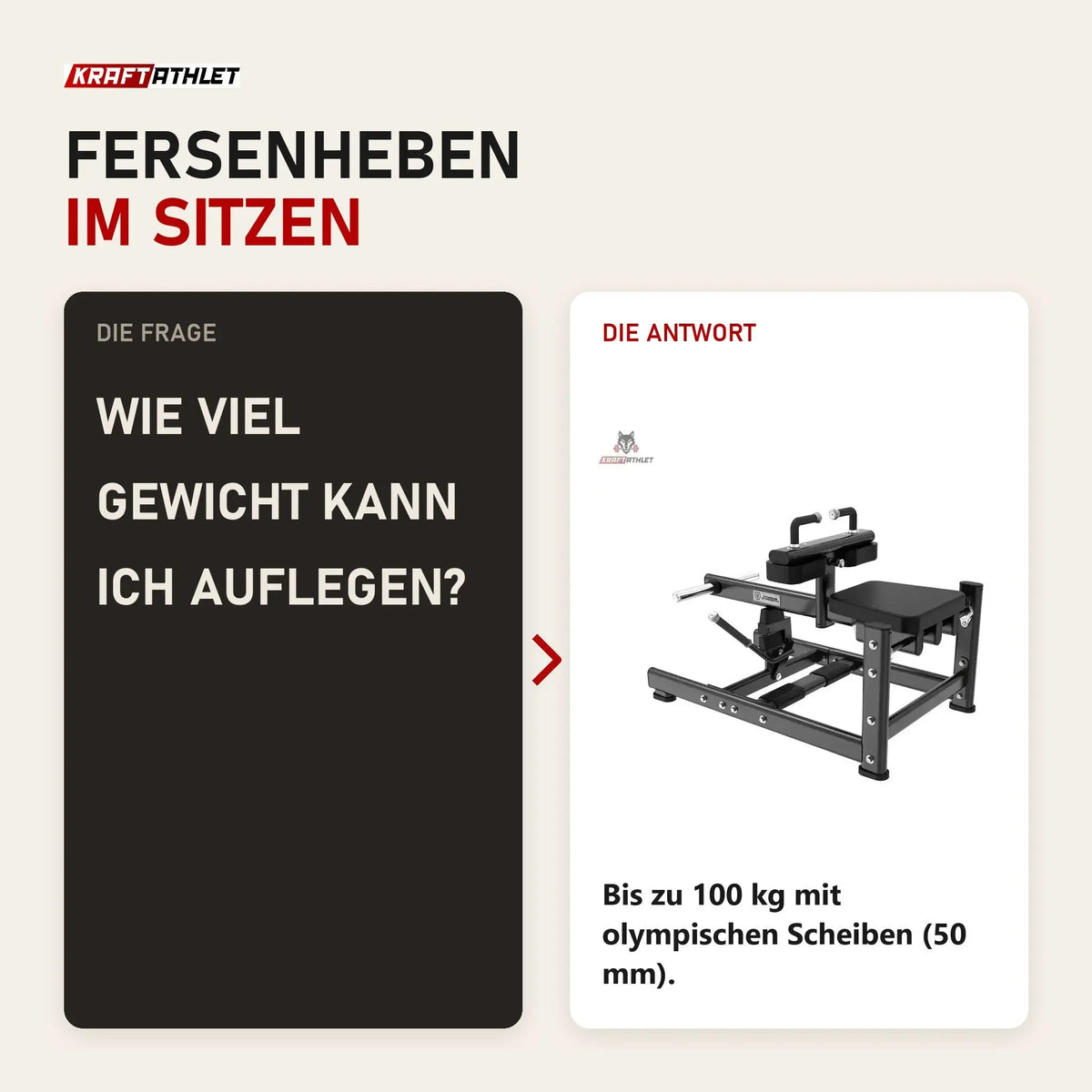 Frage und Antwort zu Titanium Strength Black Series Sitzende Wadenmaschine: Wie viel Gewicht kann ich auflegen?