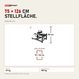 Maßbild Titanium Strength Black Series Sitzende Wadenmaschine: Stellfläche 75 × 126 cm, Höhe 85 cm