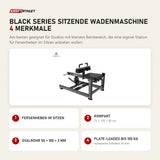 Titanium Strength Black Series Sitzende Wadenmaschine mit 4 Merkmalen: Fersenheben im Sitzen, Kompakt, Ovalrohr 50 × 100 × 3 mm, Plate-Loaded bis 100 kg