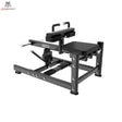 Titanium Strength Black Series Sitzende Wadenmaschine: Schrägansicht von vorne mit Kniepolster, Sitz und Fußplatte