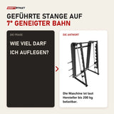 Frage und Antwort zu Titanium Strength Black Series Smith-Maschine 7°: Wie viel darf ich auflegen?