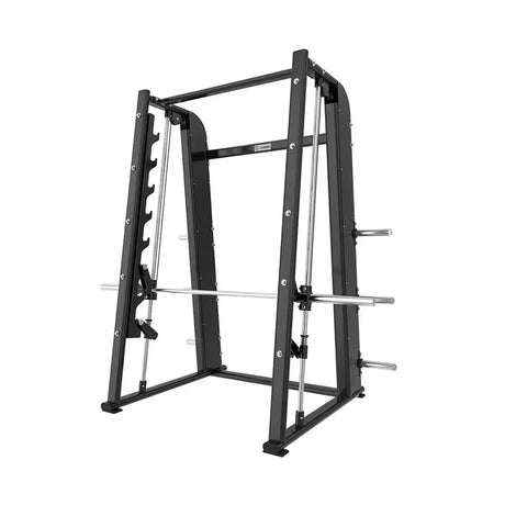 Titanium Strength Black Series Smith-Maschine 7° in Schrägansicht von rechts mit Sicherheitsablagen
