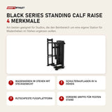Titanium Strength Black Series Standing Calf Raise mit 4 Merkmalen: Wadenheben im Stehen mit Steckgewicht, Schulterauflagen in 14 Höhen, Rutschfeste Fußplattform, Vordere Griffe für festen Stand