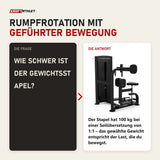 Frage und Antwort zu Titanium Strength Black Series Torso Rotation: Wie schwer ist der Gewichtsstapel?