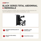 Titanium Strength Black Series Total Abdominal mit 4 Merkmalen: Geführte Rumpfbeugung im Sitzen, Sitzhöhe 6-fach verstellbar, Brustpolster-Winkel 7-fach, Fußstütze 10-fach
