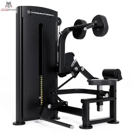 Titanium Strength Black Series Total Abdominal: Schrägansicht von rechts mit Brustrolle und Sitz