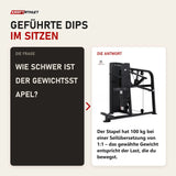 Frage und Antwort zu Titanium Strength Black Series Trizeps Dips: Wie schwer ist der Gewichtsstapel?
