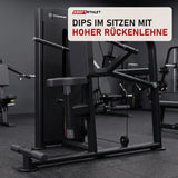 Titanium Strength Black Series Trizeps Dips in einem fertig eingerichteten Studio mit dunklen Wänden und Gummiboden